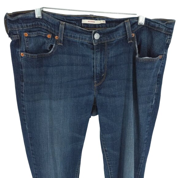 Levi Boyfriend Mid Rise Jeans Dark Blue Wash Classic 32 - Picture 2 of 16